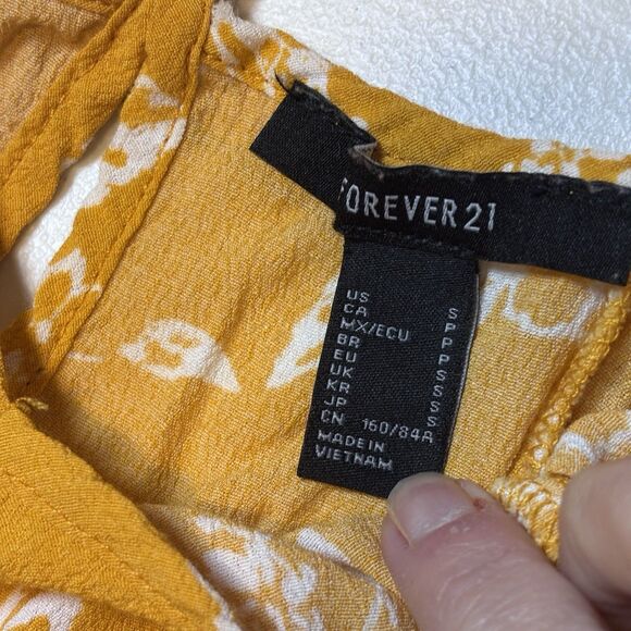 Forever 21 Yellow Floral Mini Sundress Small New Spaghetti Strap Fit And Flare - Picture 7 of 11